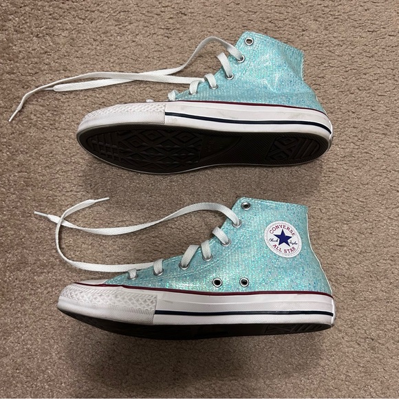 High Top Blue Sequin Print Chuck Taylor Converse - Picture 3 of 5